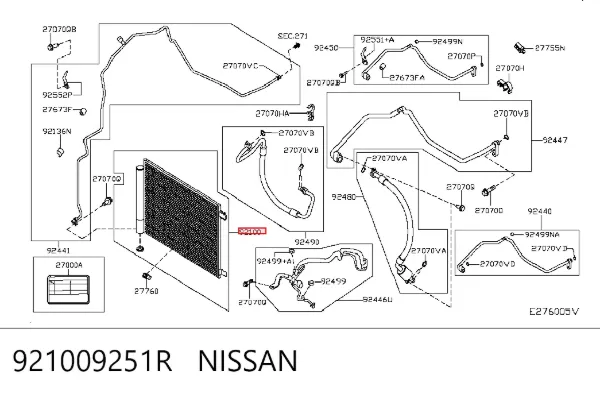Condensador aire acondicionado 921009251R Nissan/Infiniti