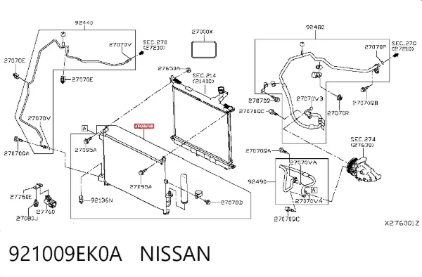 Condensador aire acondicionado 921009EK0A Nissan/Infiniti