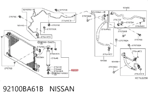 Condensador aire acondicionado 92100BA61B Nissan/Infiniti