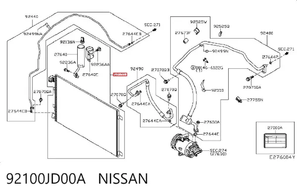 Condensador aire acondicionado 92100JD00A Nissan/Infiniti