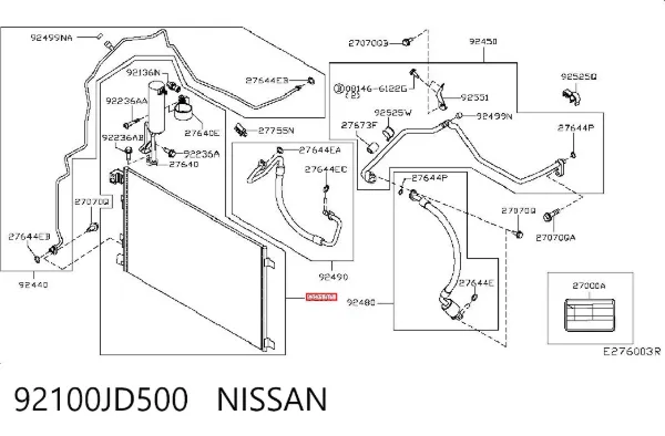 Condensador aire acondicionado 92100JD500 Nissan/Infiniti