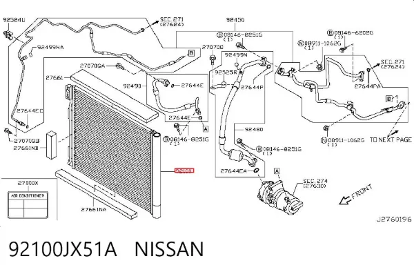 Condensador aire acondicionado 92100JX51A Nissan/Infiniti