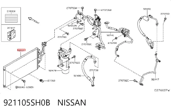 Condensador aire acondicionado 921105SH0B Nissan/Infiniti