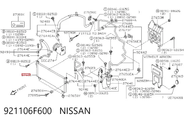 Condensador aire acondicionado 921106F600 Nissan/Infiniti
