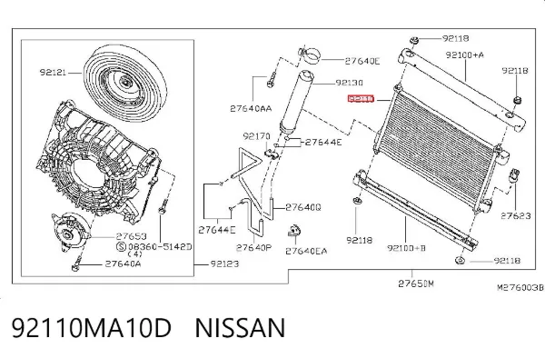 Condensador aire acondicionado 92110MA10D Nissan/Infiniti
