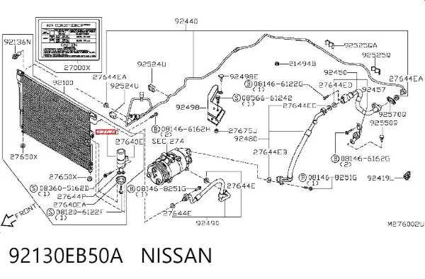 Filtro deshidratador 92130EB50A Nissan/Infiniti