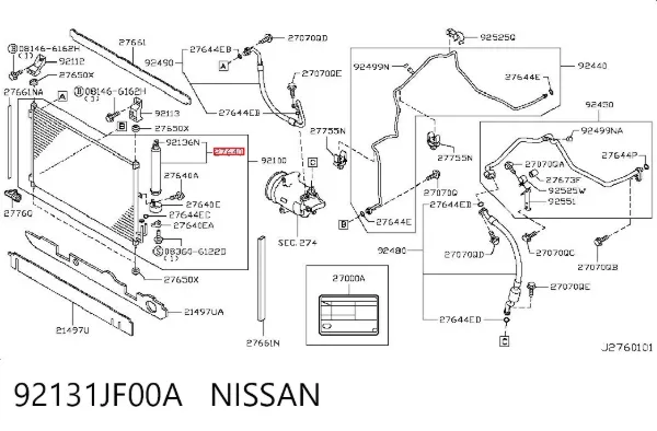 Filtro deshidratador 92131JF00A Nissan/Infiniti