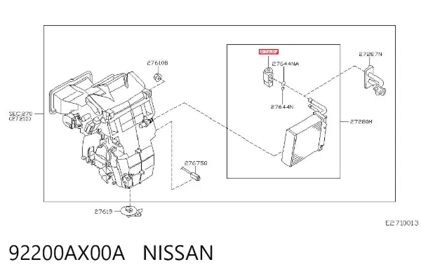 Válvula TRV del aire acondicionado 92200AX00A Nissan/Infiniti
