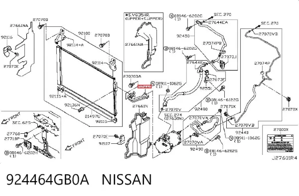 Manguera de aire acondicionado, del evaporador trasero al compresor 924464GB0A Nissan/Infiniti