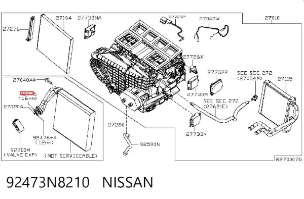 Anillo de sellado de la manguera de retorno del compresor 92473N8210 Nissan/Infiniti