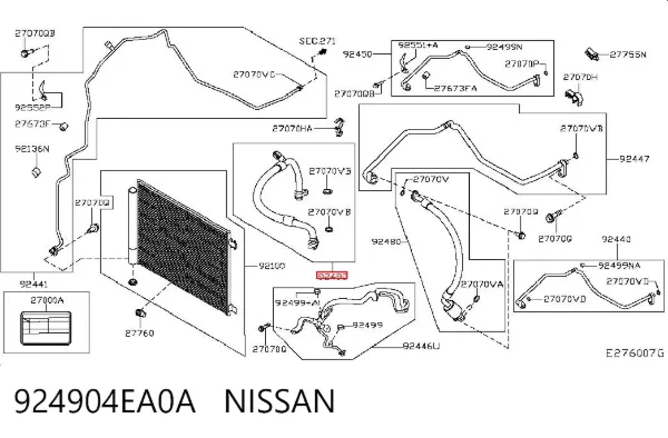 Manguera de aire acondicionado de compresor al condensador 924904EA0A Nissan/Infiniti