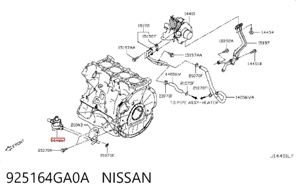 Bomba de agua eléctrica auxiliar 925164GA0A Nissan/Infiniti