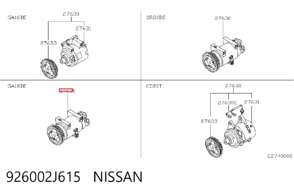 Compresor de aire acondicionado 926002J615 Nissan/Infiniti