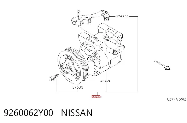 Compresor de aire acondicionado 9260062Y00 Nissan/Infiniti