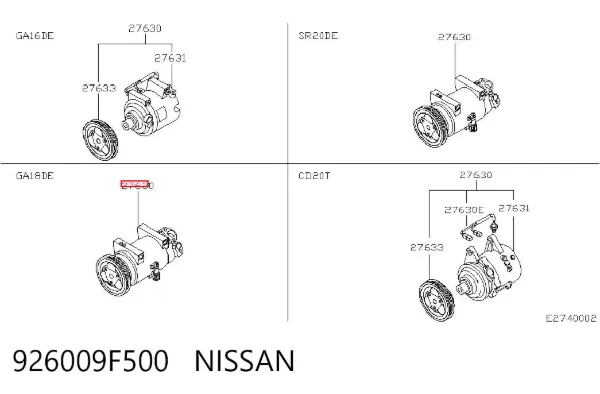 Compresor de aire acondicionado 926009F500 Nissan/Infiniti