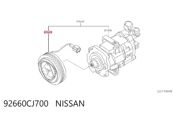 Acoplamiento magnético, compresor del aire acondicionado  92660CJ700 Nissan/Infiniti