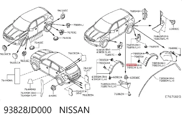 Extensión de la aleta trasera derecha 93828JD000 Nissan/Infiniti