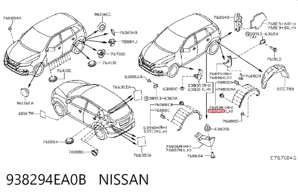 Extensión de la aleta trasera izquierda 938294EA0B Nissan/Infiniti