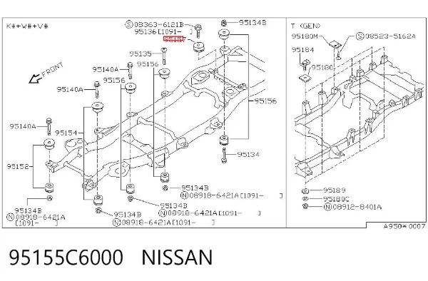 Cojín de bastidor 95155C6000 Nissan/Infiniti