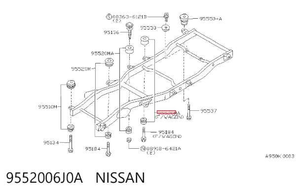 Cojín de bastidor 9552006J0A Nissan/Infiniti