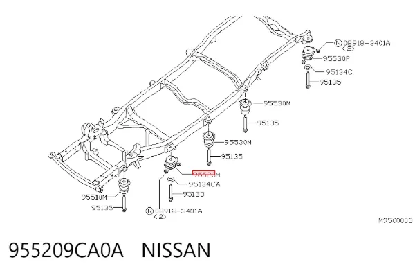 Cojín de bastidor 955209CA0A Nissan/Infiniti