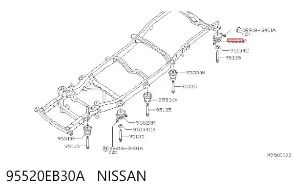 Cojín de bastidor 95520EB30A Nissan/Infiniti