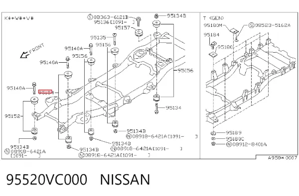 Cojín de bastidor 95520VC000 Nissan/Infiniti