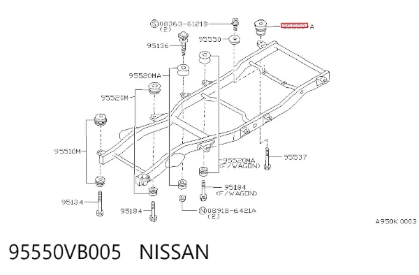Cojín de bastidor 95550VB005 Nissan/Infiniti