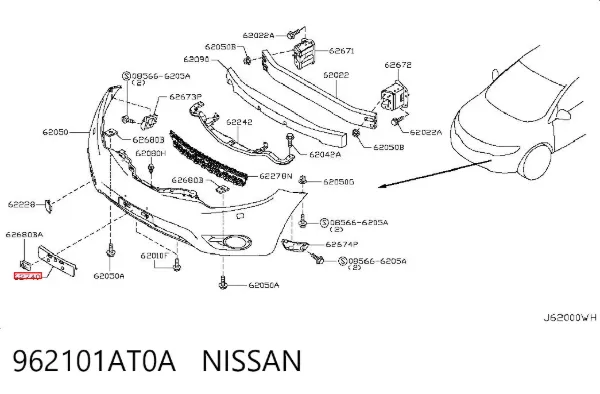 Soporte de matrícula delantera 962101AT0A Nissan/Infiniti