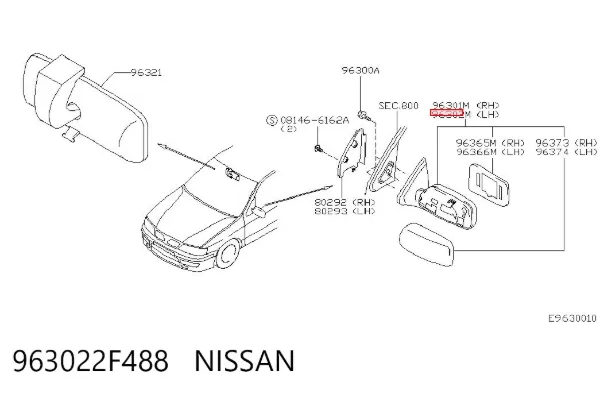 Espejo de retrovisor izquierdo Nissan Primera P12