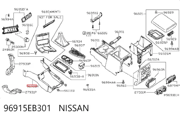 Consola central del panel de control 96915EB301 Nissan/Infiniti