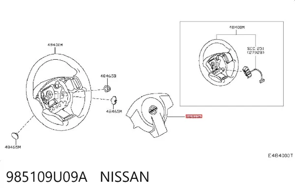 Airbag de volante 985109U09A Nissan/Infiniti