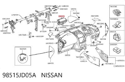 Airbag del pasajero NISSAN 98515JD05A