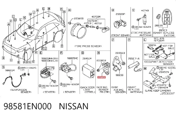 Sensor de airbag delantero 98581EN000 Nissan/Infiniti