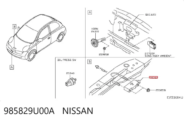Sensor de airbag delantero 985829U00A Nissan/Infiniti
