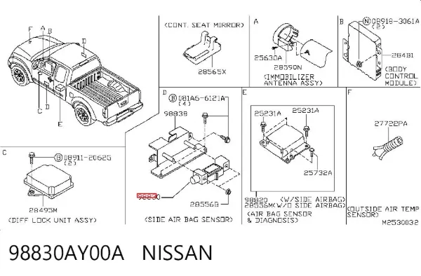 Sensor de airbag delantero 98830AY00A Nissan/Infiniti