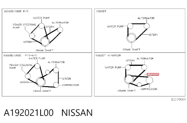 Correa de alternador A192021L00 Nissan/Infiniti