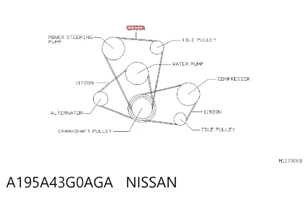 Correa de alternador A195A43G0AGA Nissan/Infiniti