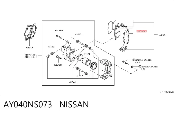 Pastillas de freno AY040NS073 Nissan/Infiniti