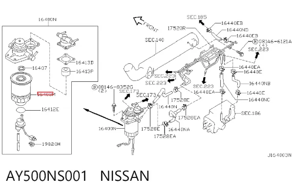 Filtro de combustible AY500NS001 Nissan/Infiniti