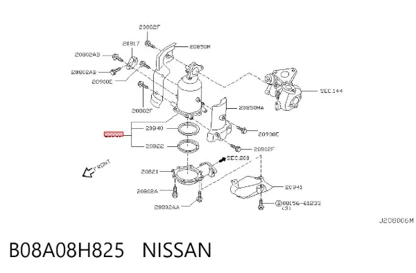 Catalizador B08A08H825 Nissan/Infiniti