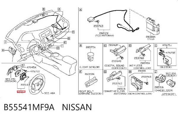 Anillo AIRBAG B55541MF9A Nissan/Infiniti