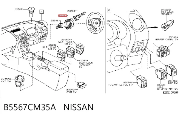 Anillo AIRBAG B5567CM35A Nissan/Infiniti