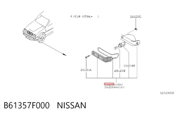 Piloto intermitente derecho B61357F000 Nissan/Infiniti