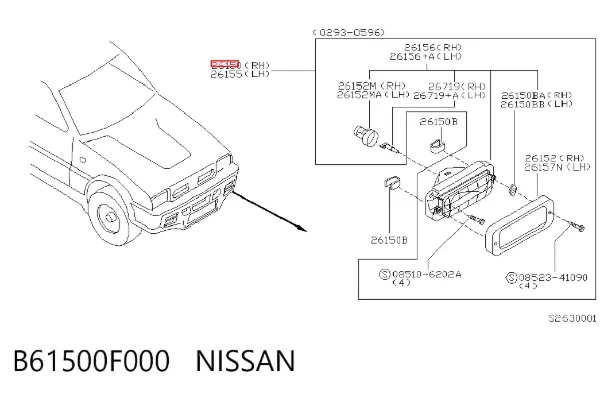 Faro antiniebla derecho B61500F000 Nissan/Infiniti