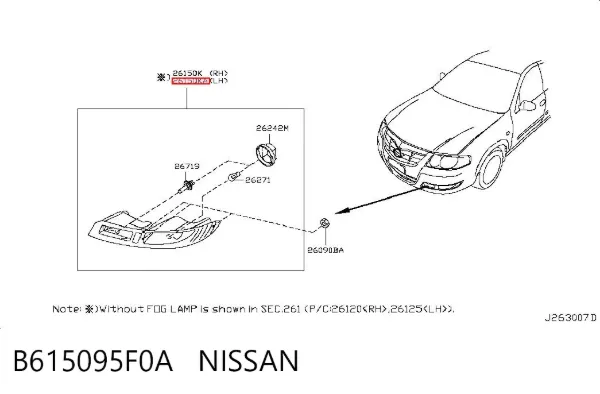 Luz antiniebla izquierdo B615095F0A Nissan/Infiniti