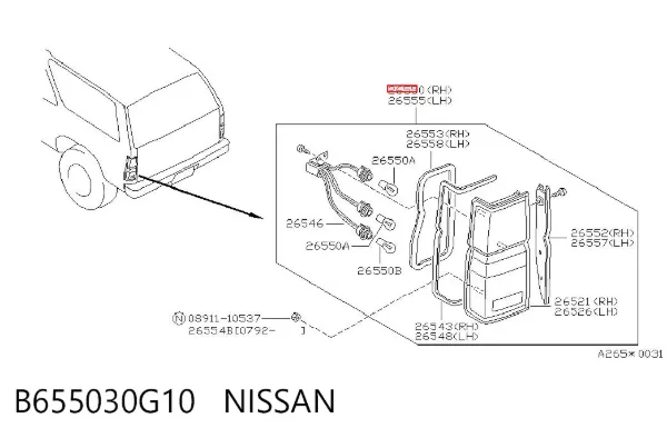 Piloto trasero derecho B655030G10 Nissan/Infiniti