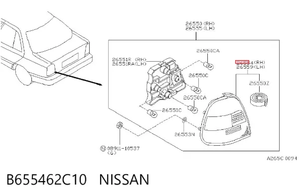 Piloto trasero derecho B655462C10 Nissan/Infiniti