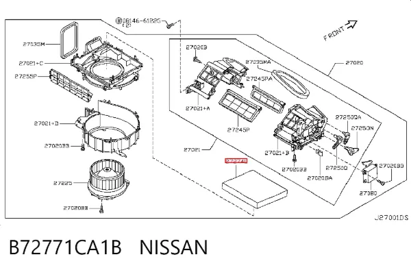 Filtro de habitáculo B72771CA1B Nissan/Infiniti