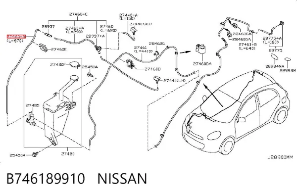 Boquilla del lavaparabrisas trasero B746189910 Nissan/Infiniti